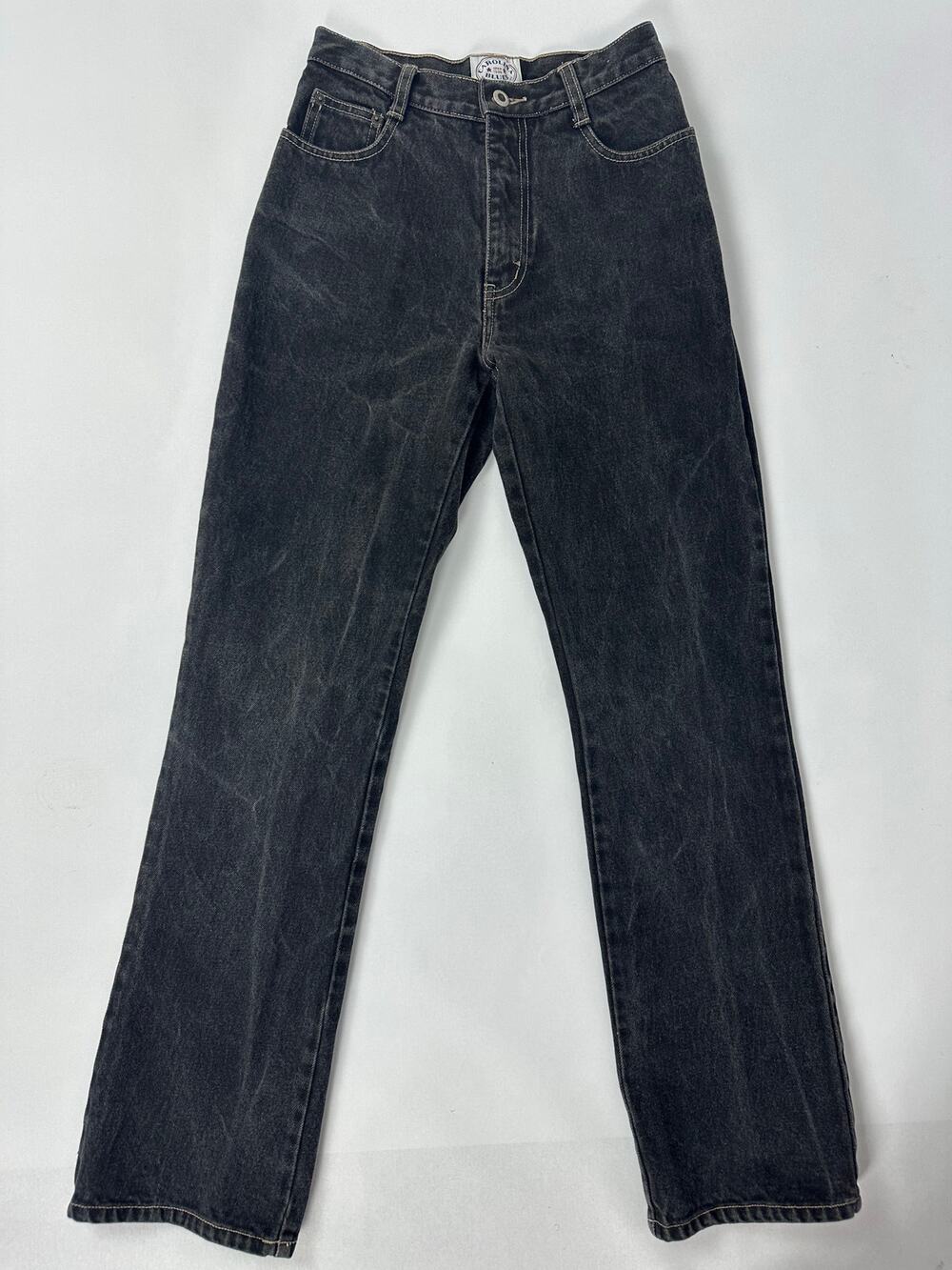 Y2K Carolina Blues Black Acid Wash Jeans 2 26x34 High Waist Straight Leg Vintage